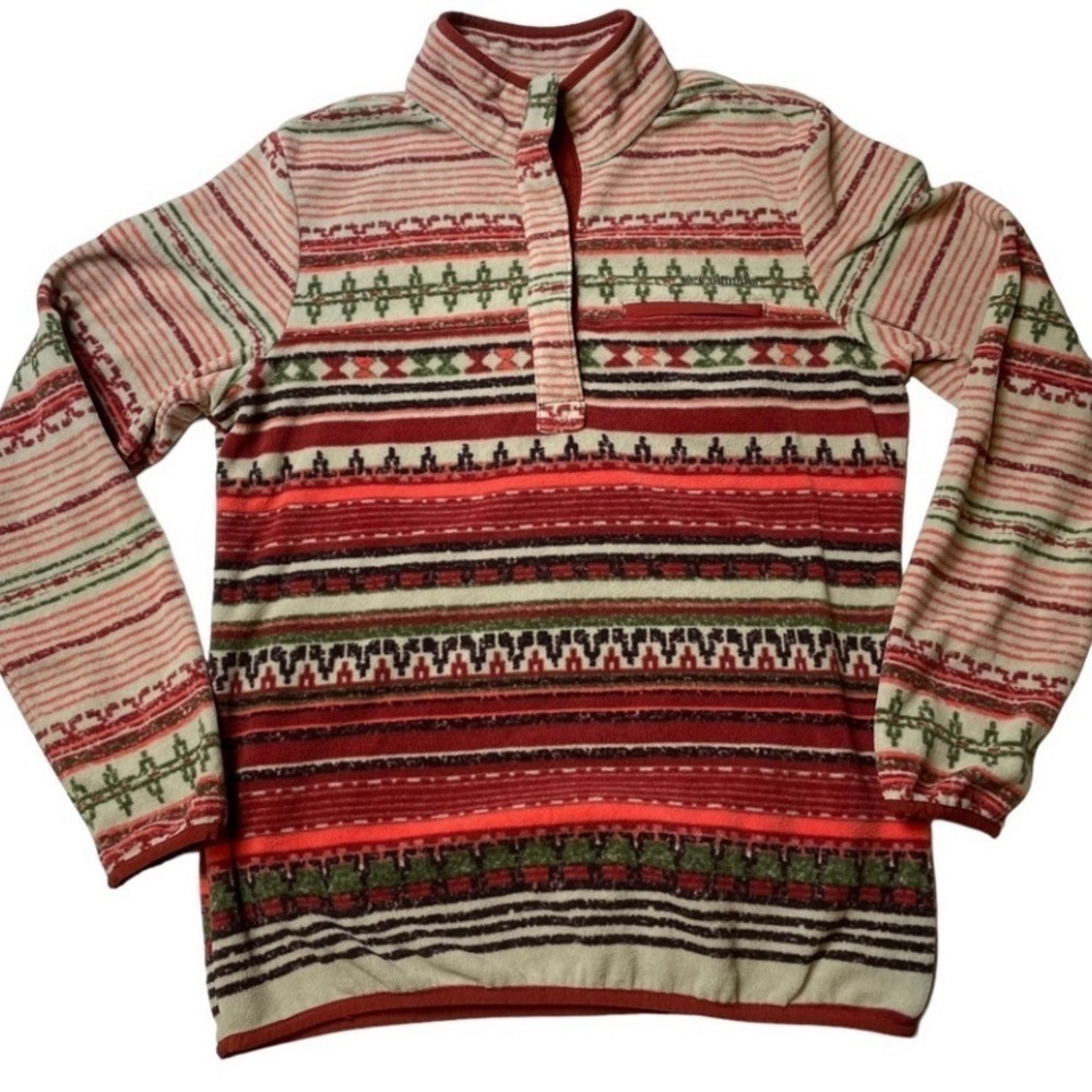 Columbia Outdoor Tribal Southwestern Print Cozy Fleece 1/4 Snap Pullover - Sz M